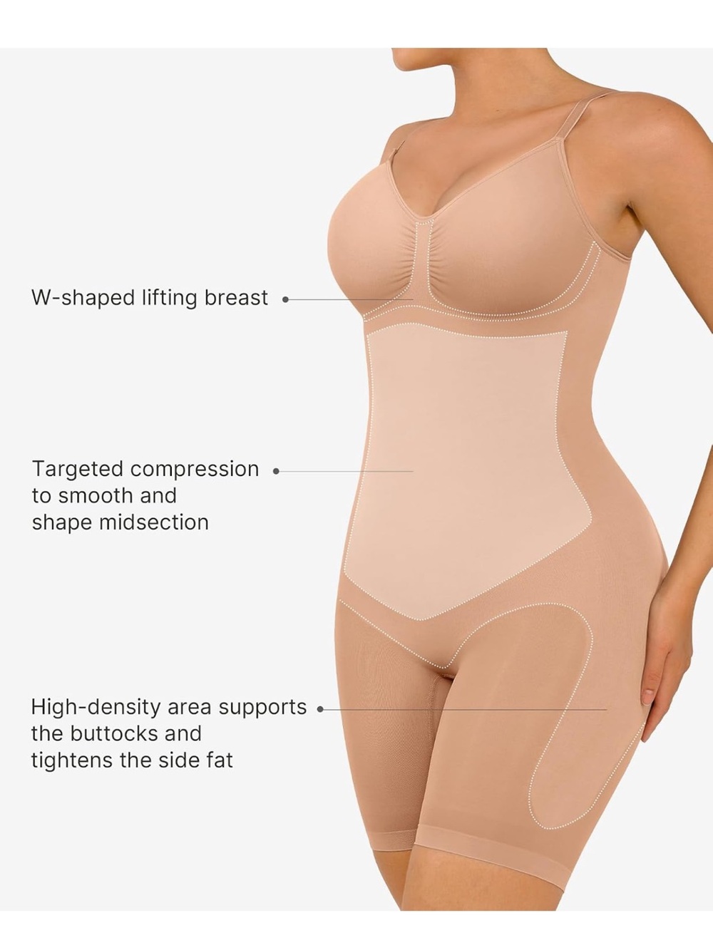 Full Coverage Nude Shaping Bodysuit with Adjustable Straps - Picture 3 of 5